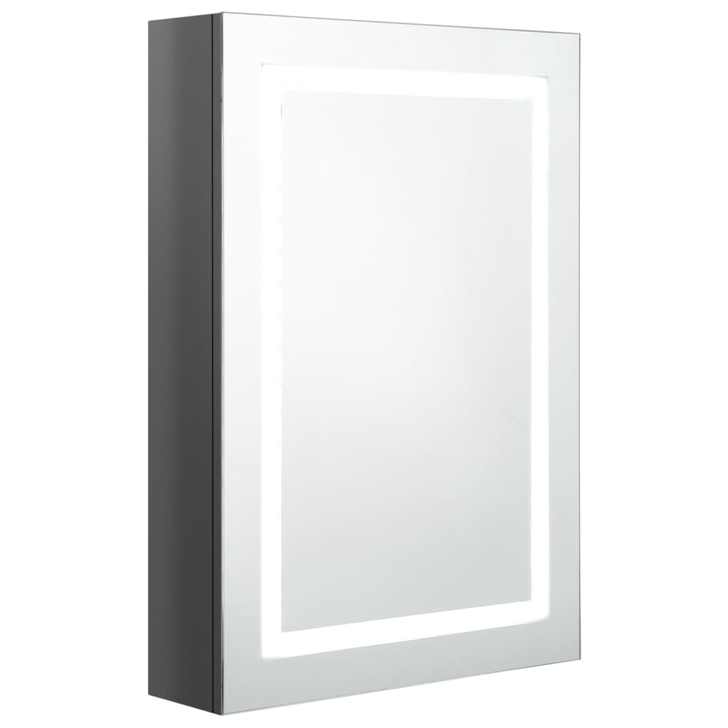 Armadietto Bagno con Specchio e LED Grigio Lucido 50x13x70 cm | homemem39