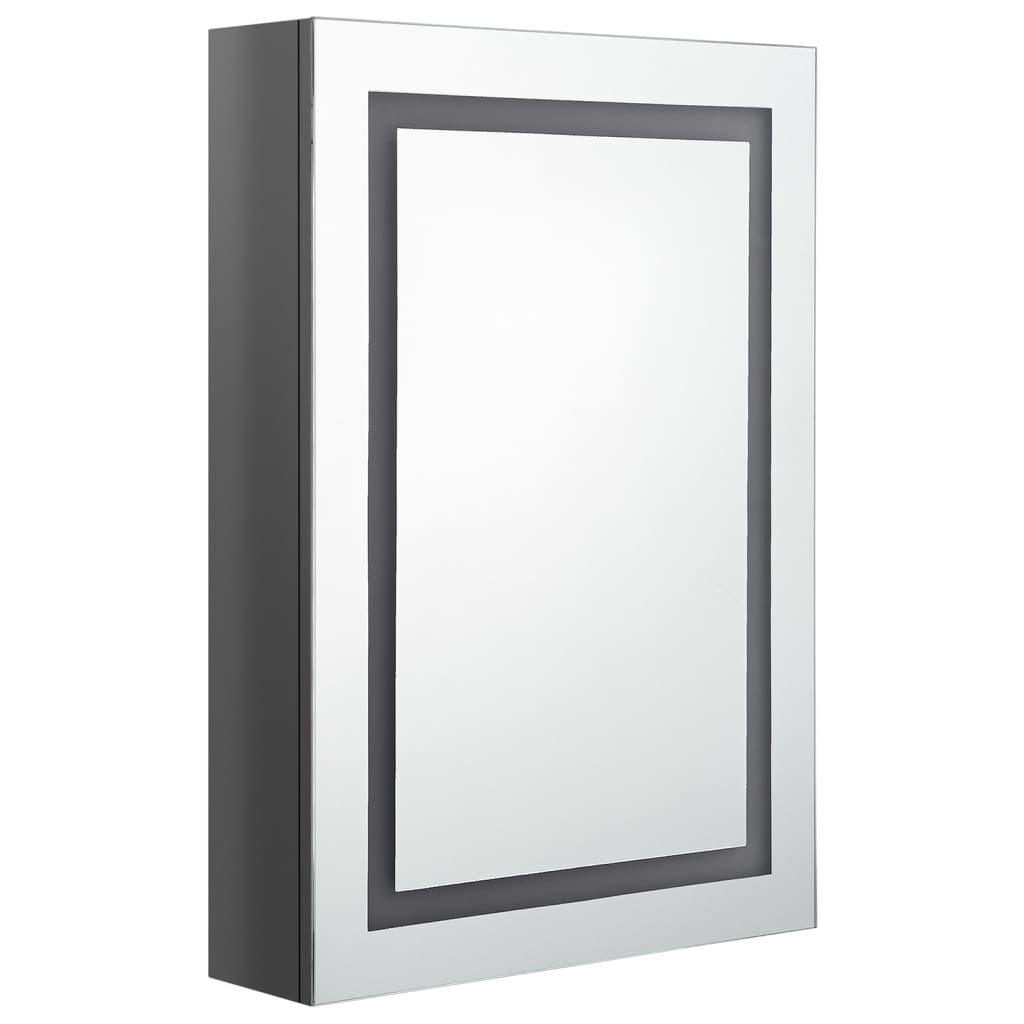 Armadietto Bagno con Specchio e LED Grigio Lucido 50x13x70 cm | homemem39