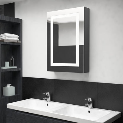 Armadietto Bagno con Specchio e LED Grigio Lucido 50x13x70 cm | homemem39