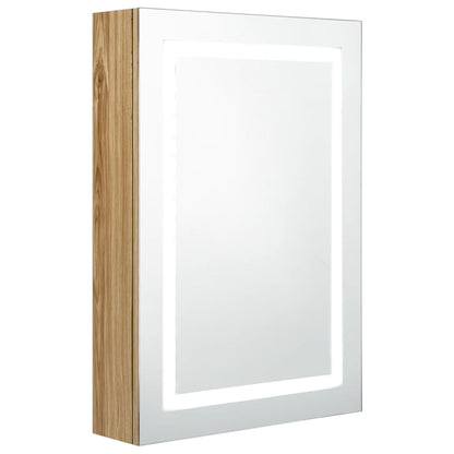 Armadietto Bagno con Specchio e LED Rovere 50x13x70 cm | homemem39