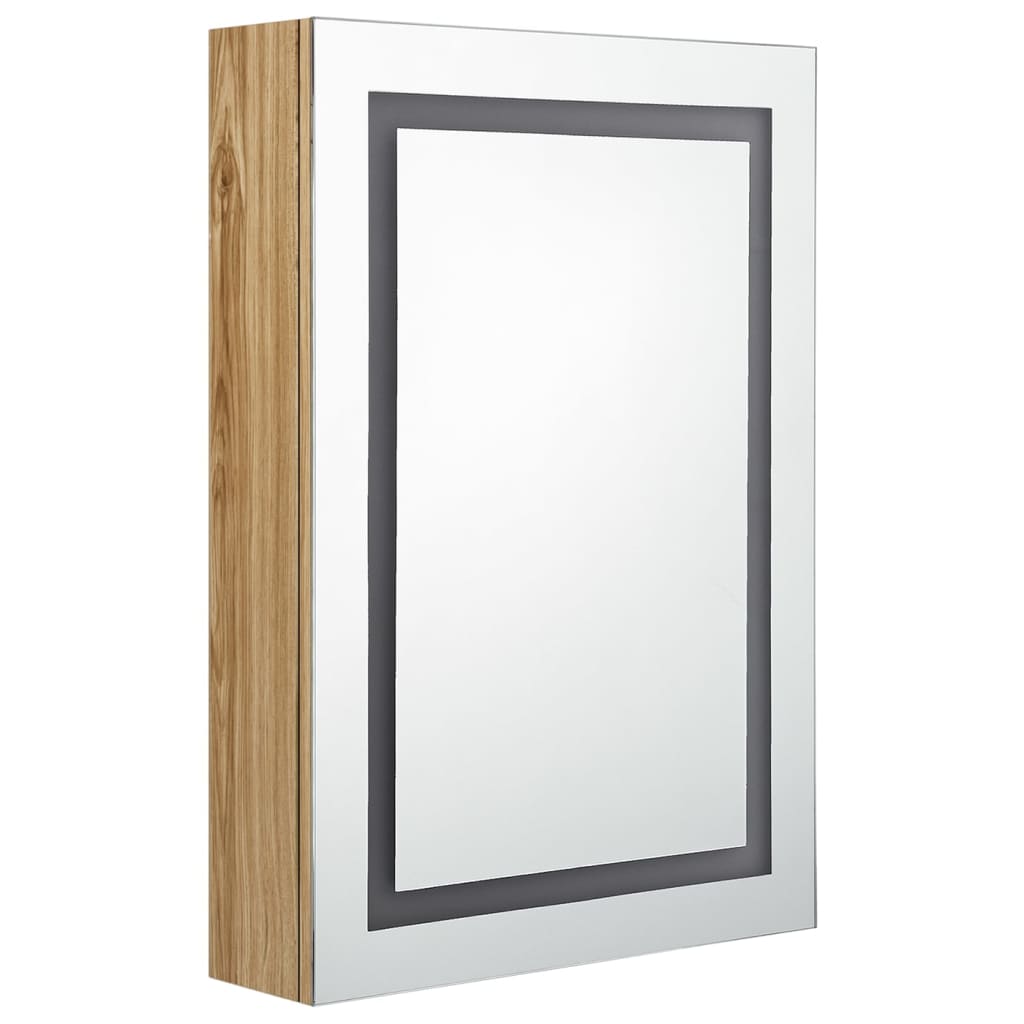 Armadietto Bagno con Specchio e LED Rovere 50x13x70 cm | homemem39