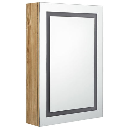 Armadietto Bagno con Specchio e LED Rovere 50x13x70 cm | homemem39