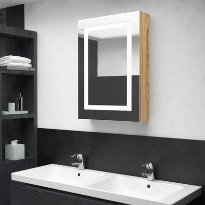 Armadietto Bagno con Specchio e LED Rovere 50x13x70 cm | homemem39