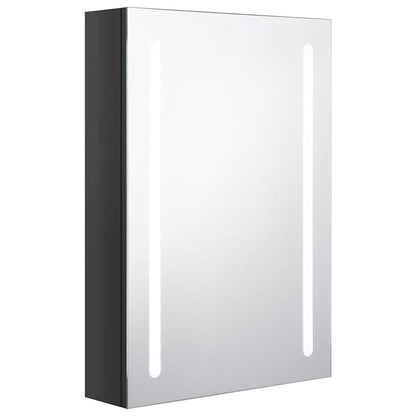 Armadietto Bagno con Specchio e LED Nero Lucido 50x13x70 cm | homemem39