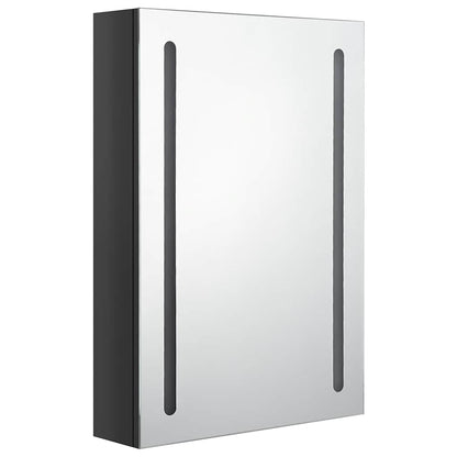 Armadietto Bagno con Specchio e LED Nero Lucido 50x13x70 cm | homemem39