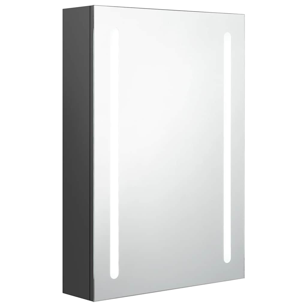 Armadietto Bagno con Specchio e LED Grigio 50x13x70 cm | homemem39
