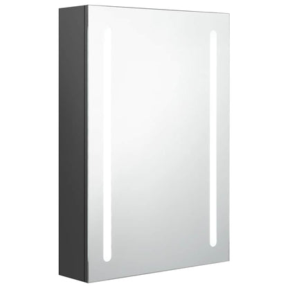 Armadietto Bagno con Specchio e LED Grigio 50x13x70 cm | homemem39