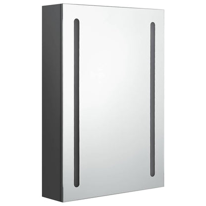 Armadietto Bagno con Specchio e LED Grigio 50x13x70 cm | homemem39