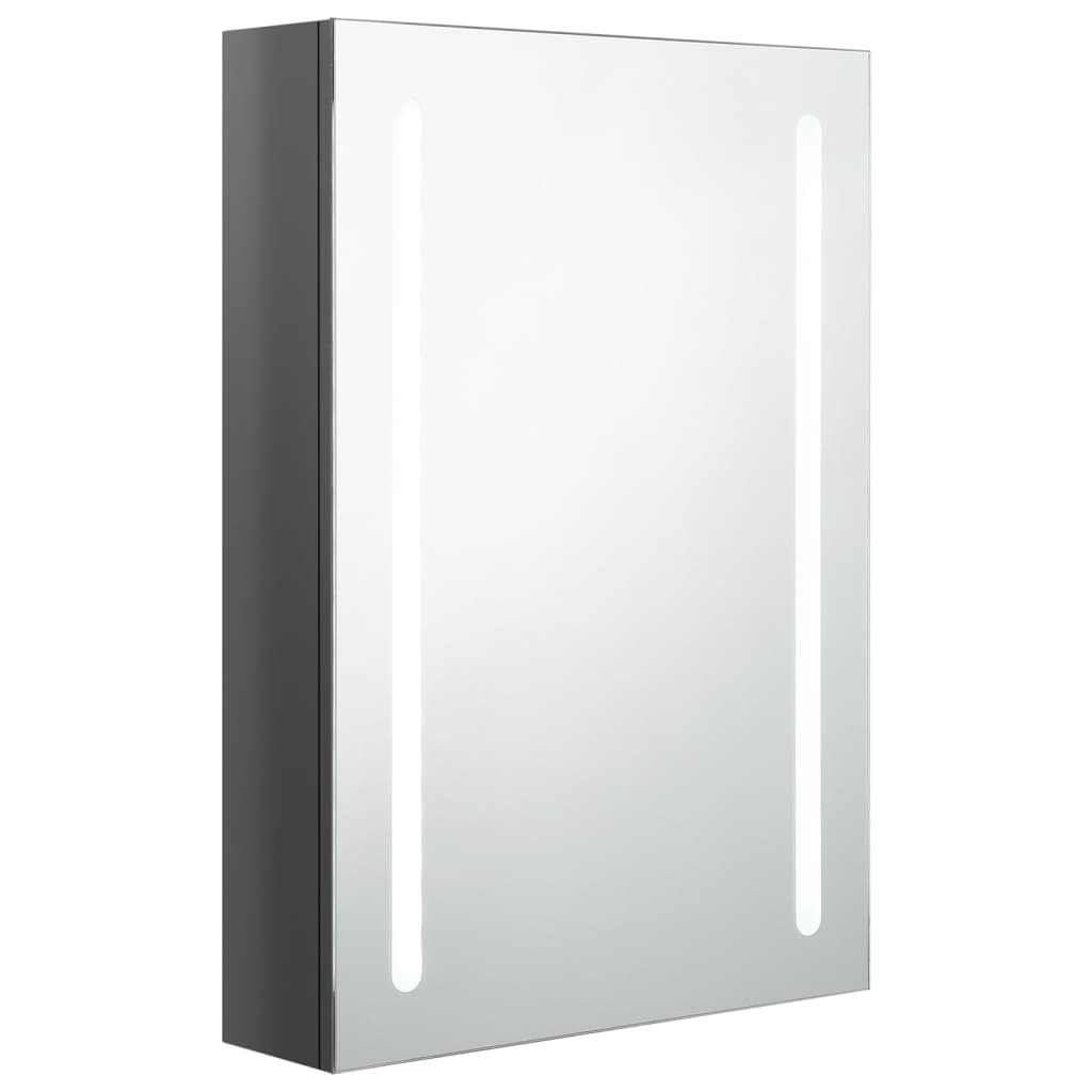 Armadietto Bagno con Specchio e LED Grigio Lucido 50x13x70 cm - homemem39