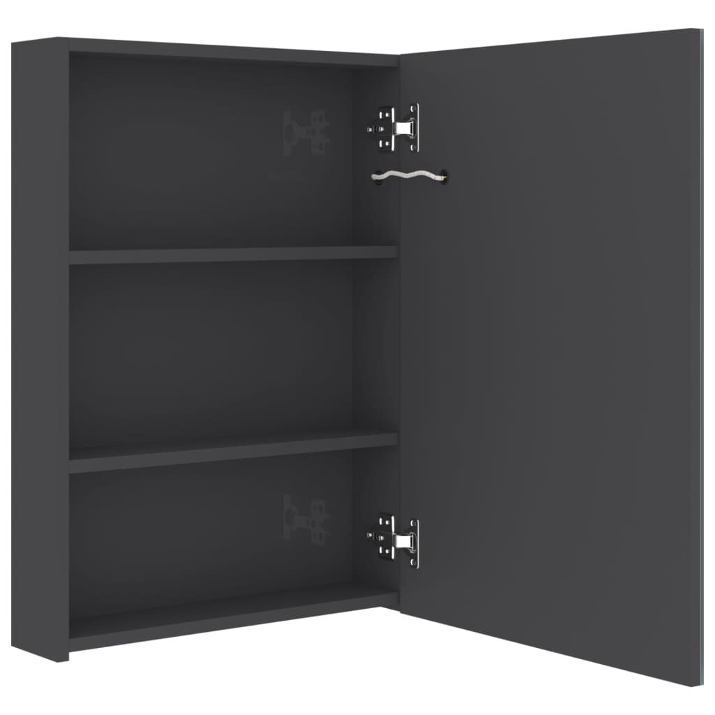 Armadietto Bagno con Specchio e LED Grigio Lucido 50x13x70 cm - homemem39