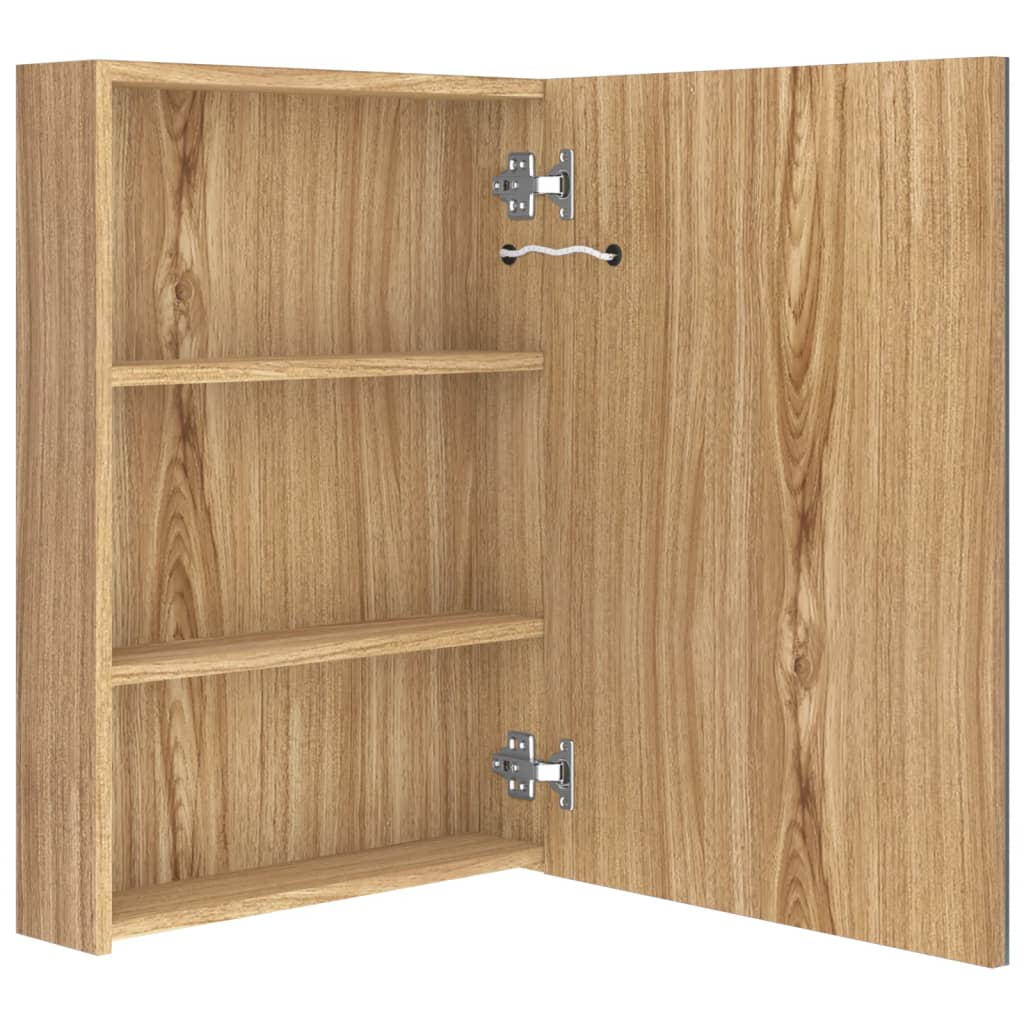 Armadietto Bagno con Specchio e LED Rovere 50x13x70 cm | homemem39
