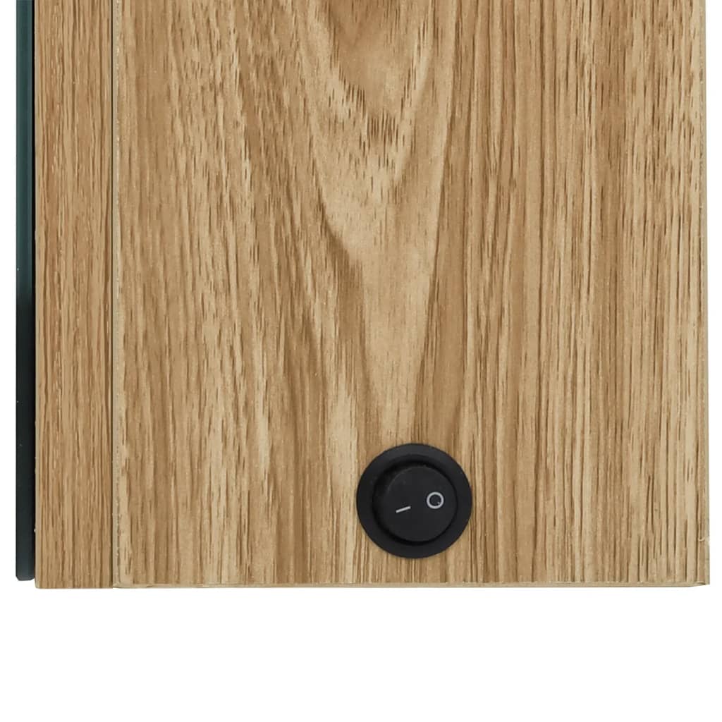 Armadietto Bagno con Specchio e LED Rovere 50x13x70 cm | homemem39