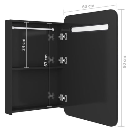 Armadietto Bagno con Specchio e LED Nero Lucido 60x11x80 cm | homemem39