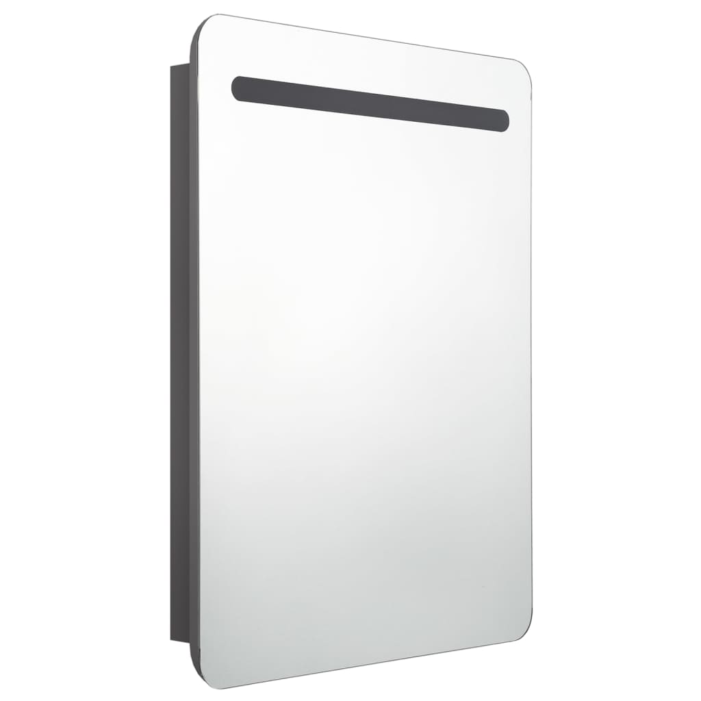 Armadietto Bagno con Specchio e LED Grigio 60x11x80 cm | homemem39