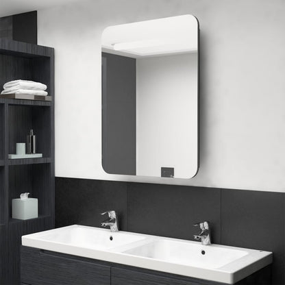 Armadietto Bagno con Specchio e LED Grigio 60x11x80 cm | homemem39
