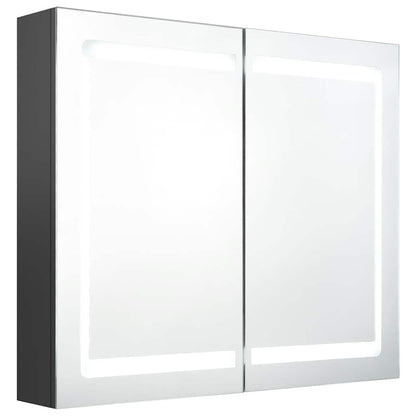 Armadietto Bagno con Specchio e LED Grigio 80x12x68 cm | homemem39