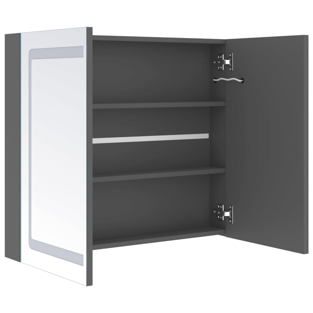 Armadietto Bagno con Specchio e LED Grigio 80x12x68 cm | homemem39