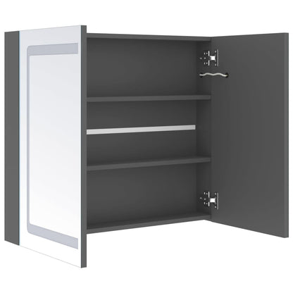 Armadietto Bagno con Specchio e LED Grigio 80x12x68 cm | homemem39