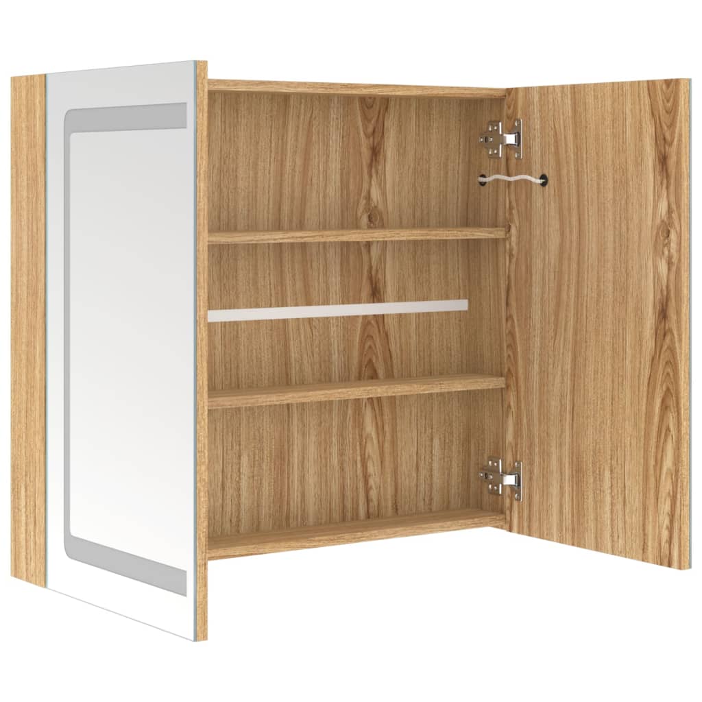 Armadietto Bagno con Specchio e LED Rovere 80x12x68 cm | homemem39