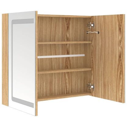 Armadietto Bagno con Specchio e LED Rovere 80x12x68 cm | homemem39