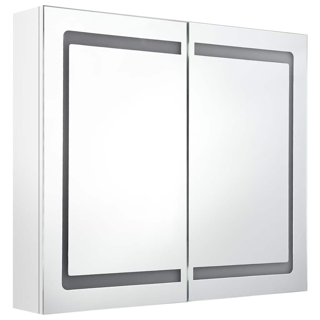 Mobiletto per specchio da bagno Bianco Lucido 80 x 12 x 68 cm