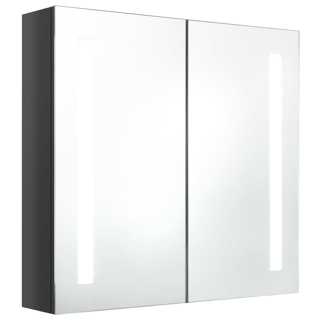 Armadietto Bagno con Specchio e LED Grigio Lucido 62x14x60 cm | homemem39