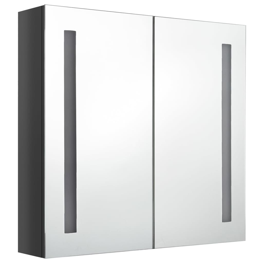 Armadietto Bagno con Specchio e LED Grigio Lucido 62x14x60 cm | homemem39