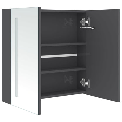 Armadietto Bagno con Specchio e LED Grigio Lucido 62x14x60 cm | homemem39