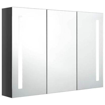 Armadietto Bagno con Specchio e LED 89x14x62 cm Grigio Lucido | homemem39