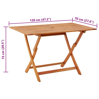 Tavolo da Giardino Pieghevole 120x70x75 cm in Legno Eucalipto