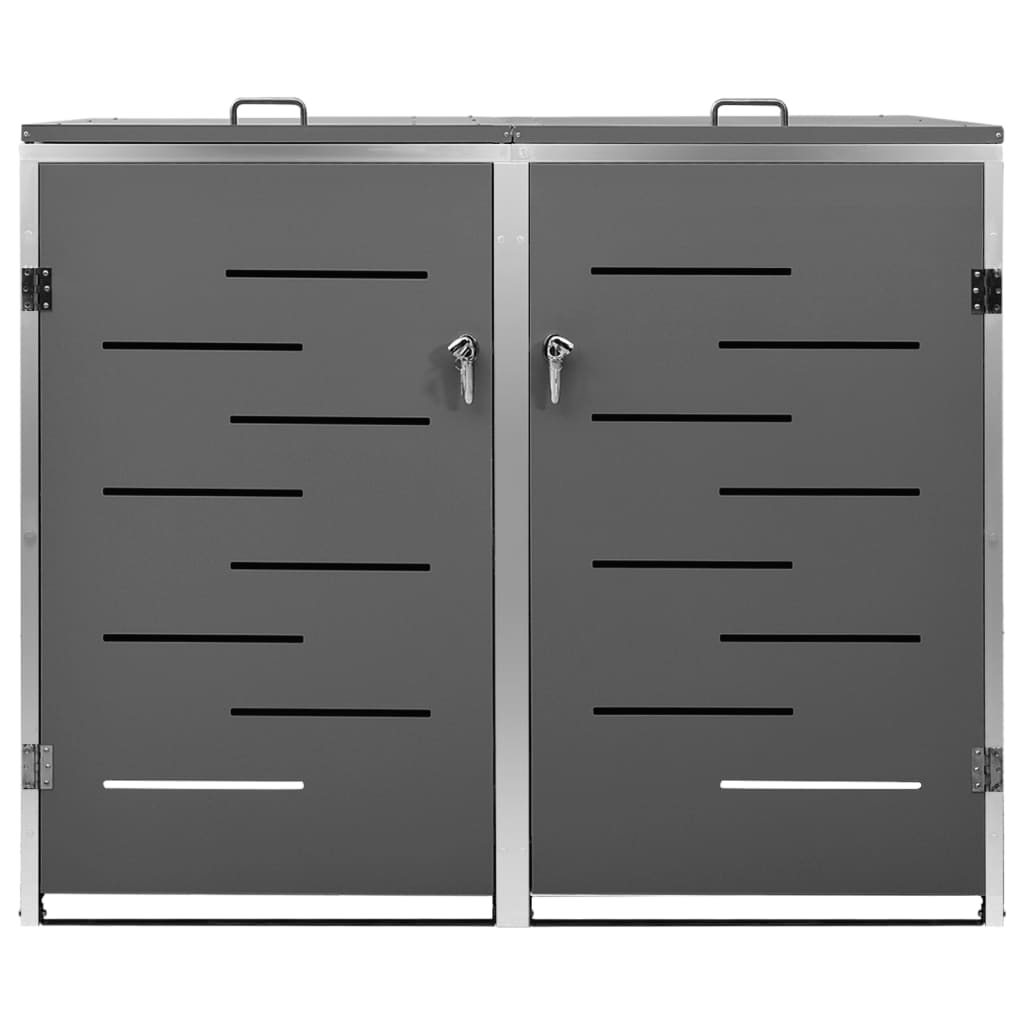 Copri Bidoni Pattumiera Doppia 138x77,5x112,5 cm Acciaio Inox - homemem39