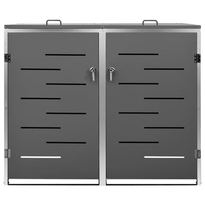 Copri Bidoni Pattumiera Doppia 138x77,5x112,5 cm Acciaio Inox - homemem39