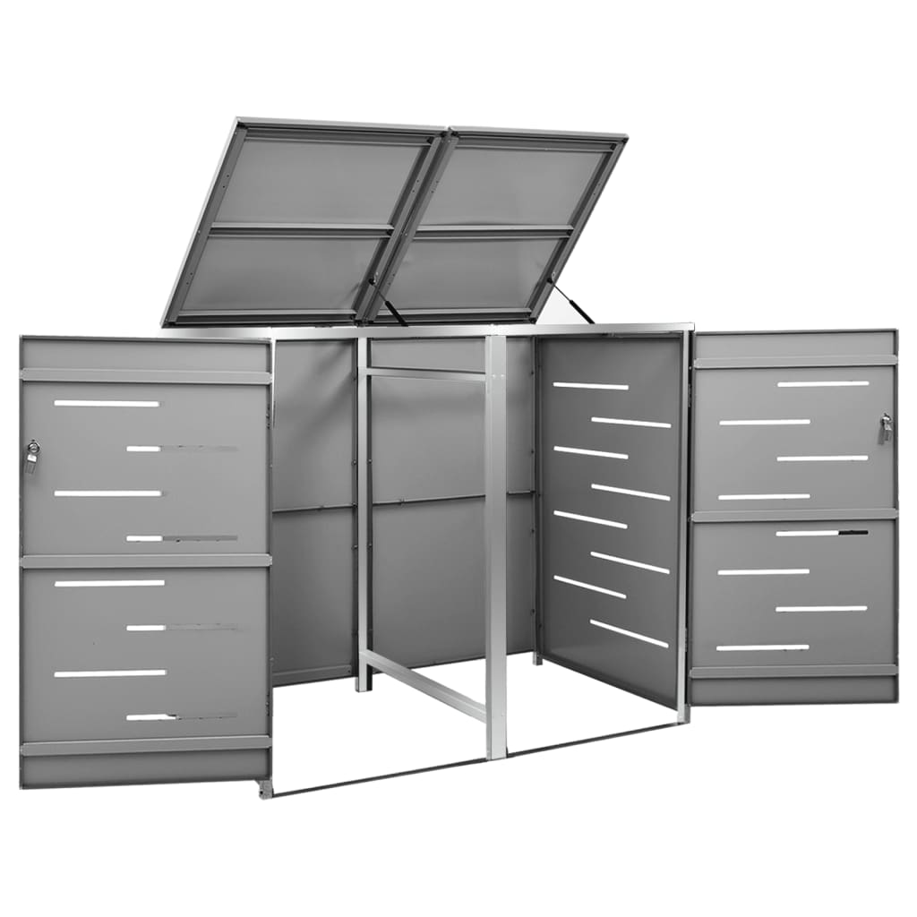 Copri Bidoni Pattumiera Doppia 138x77,5x112,5 cm Acciaio Inox - homemem39