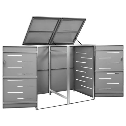 Copri Bidoni Pattumiera Doppia 138x77,5x112,5 cm Acciaio Inox - homemem39