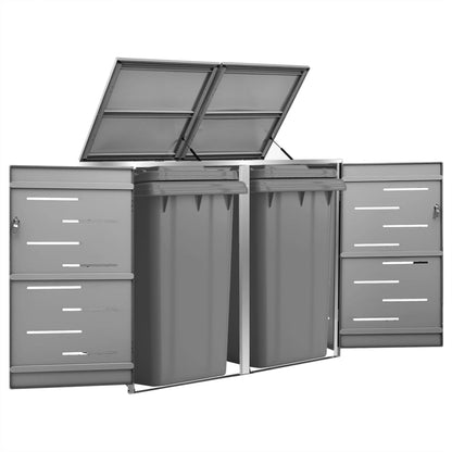 Copri Bidoni Pattumiera Doppia 138x77,5x112,5 cm Acciaio Inox - homemem39