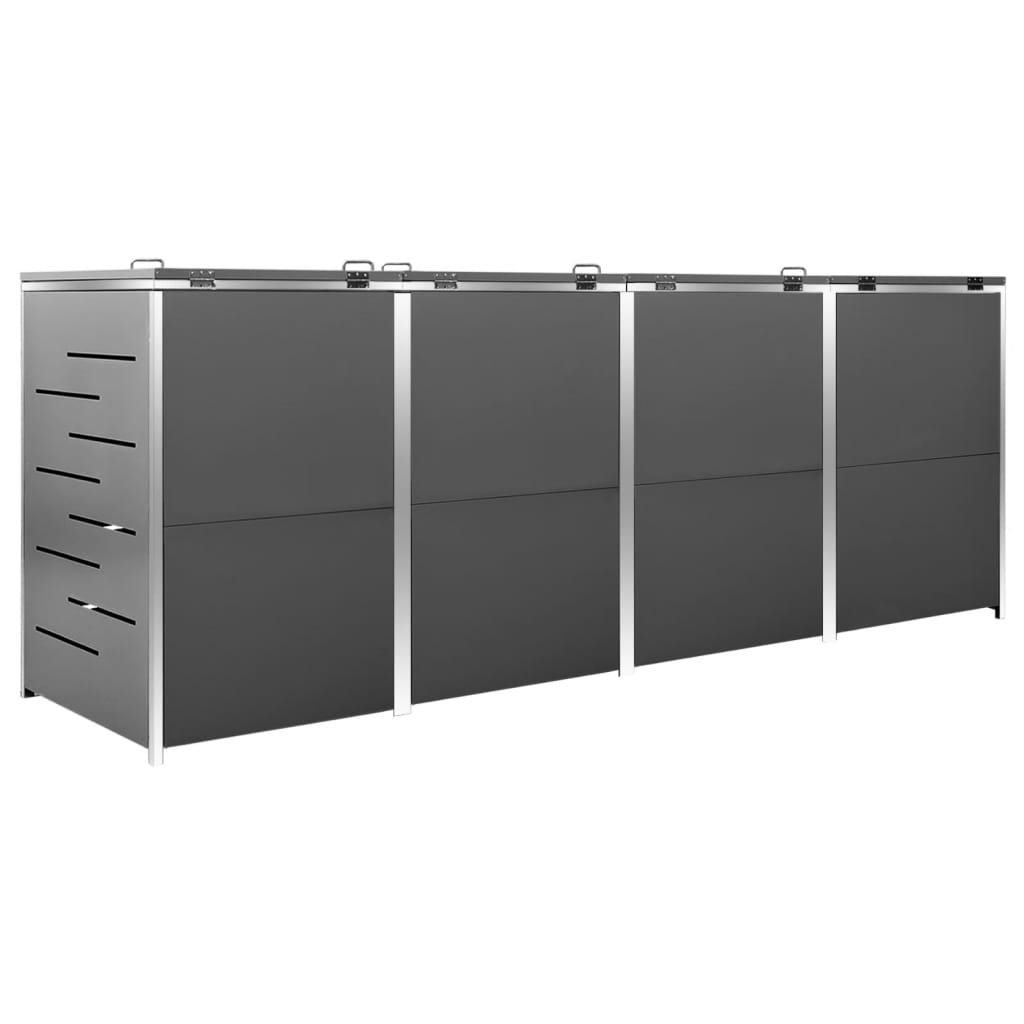 Copri Bidoni Pattume Quadruplo 276,5x77,5x112,5 cm Acciaio Inox - homemem39