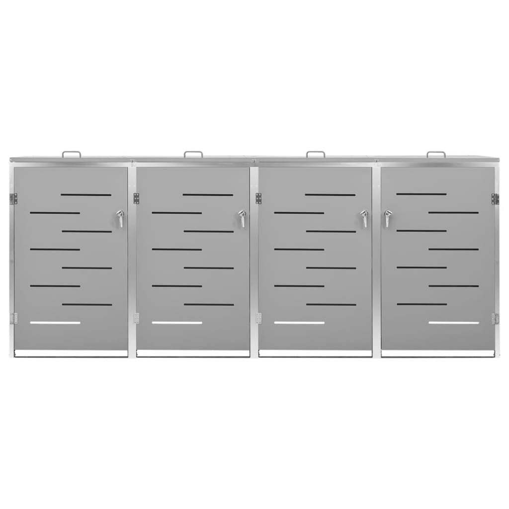 Copri Bidoni Pattume Quadruplo 276,5x77,5x112,5 cm Acciaio Inox - homemem39