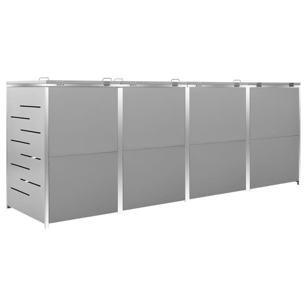 Copri Bidoni Pattume Quadruplo 276,5x77,5x112,5 cm Acciaio Inox - homemem39