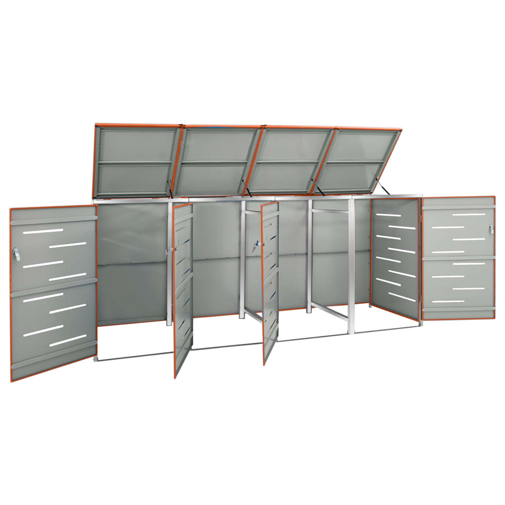 Copri Bidoni Pattume Quadruplo 276,5x77,5x112,5 cm Acciaio Inox - homemem39