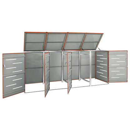 Copri Bidoni Pattume Quadruplo 276,5x77,5x112,5 cm Acciaio Inox - homemem39