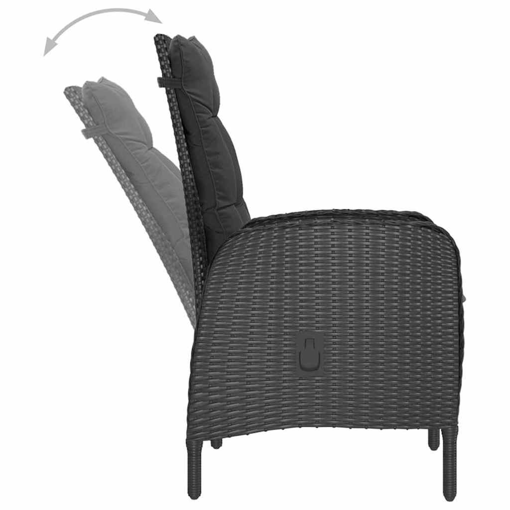 Set Mobili da Pranzo per Giardino 3 pz Nero | homemem39