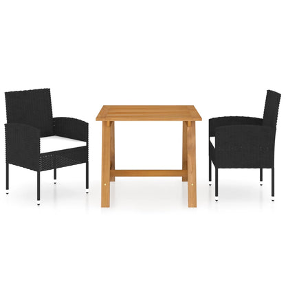 Garden Dining Furniture Set 3 pcs Black