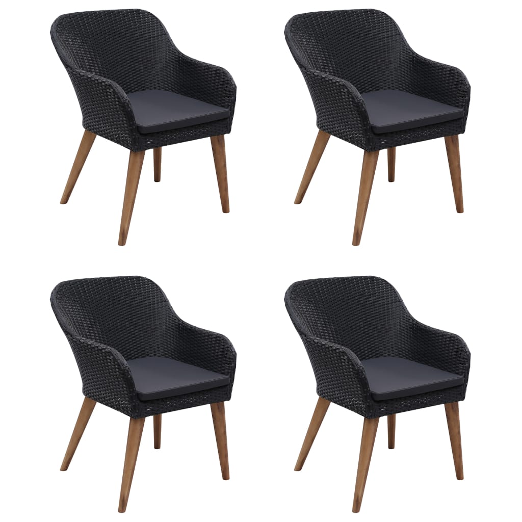 Set Mobili da Pranzo per Giardino 5 pz Nero | homemem39