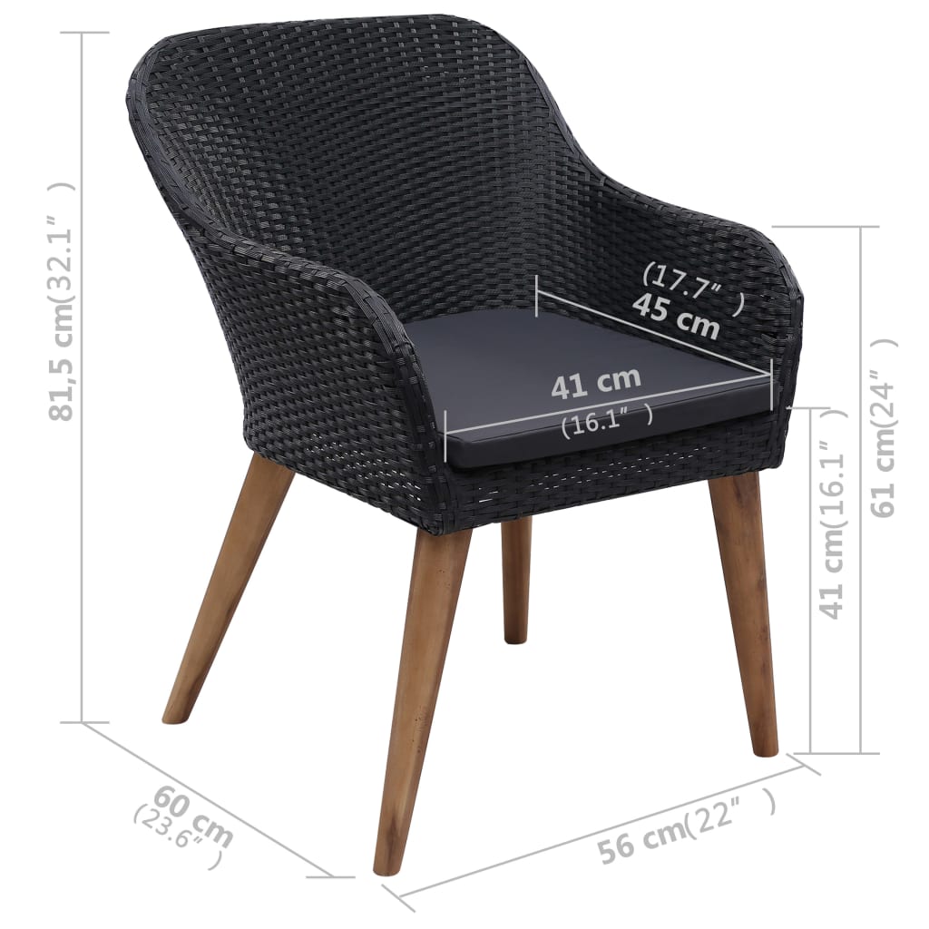 Set Mobili da Pranzo per Giardino 5 pz Nero | homemem39