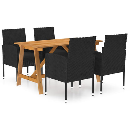 Garden Dining Furniture Set 5 pcs Black