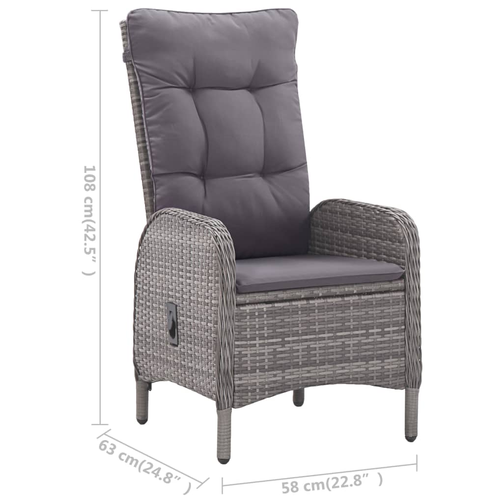 Set Mobili da Pranzo per Giardino 3 pz Grigio - homemem39