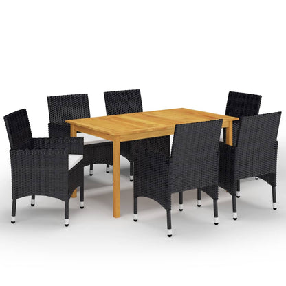 Set Mobili da Pranzo per Giardino 7 pz Nero - homemem39