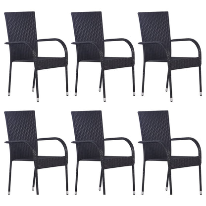 Set Mobili da Pranzo per Giardino 7 pz Nero | homemem39