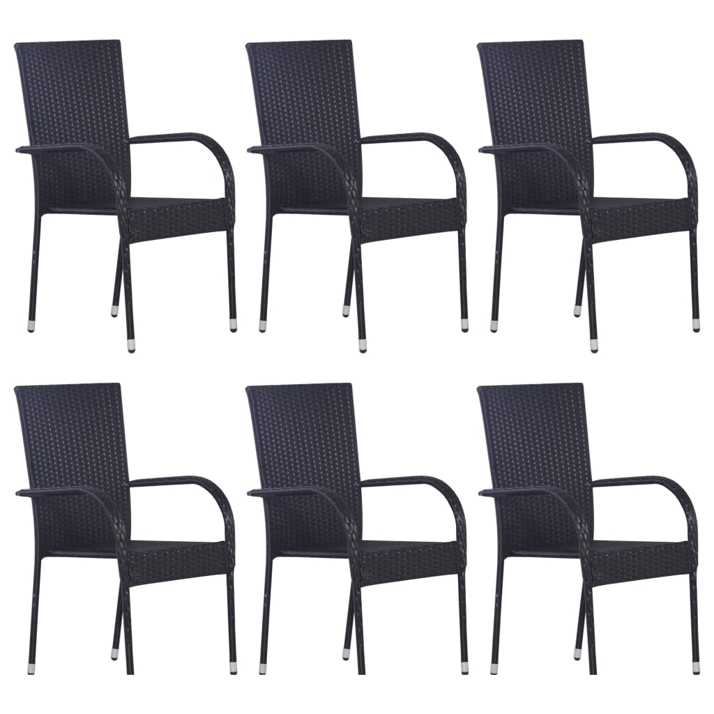 Set Mobili da Pranzo per Giardino 7 pz Nero - homemem39