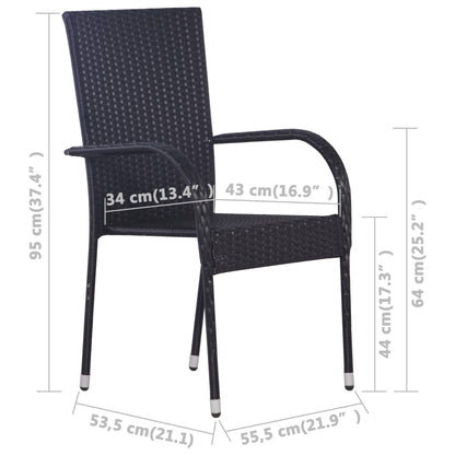 Set Mobili da Pranzo per Giardino 7 pz Nero - homemem39